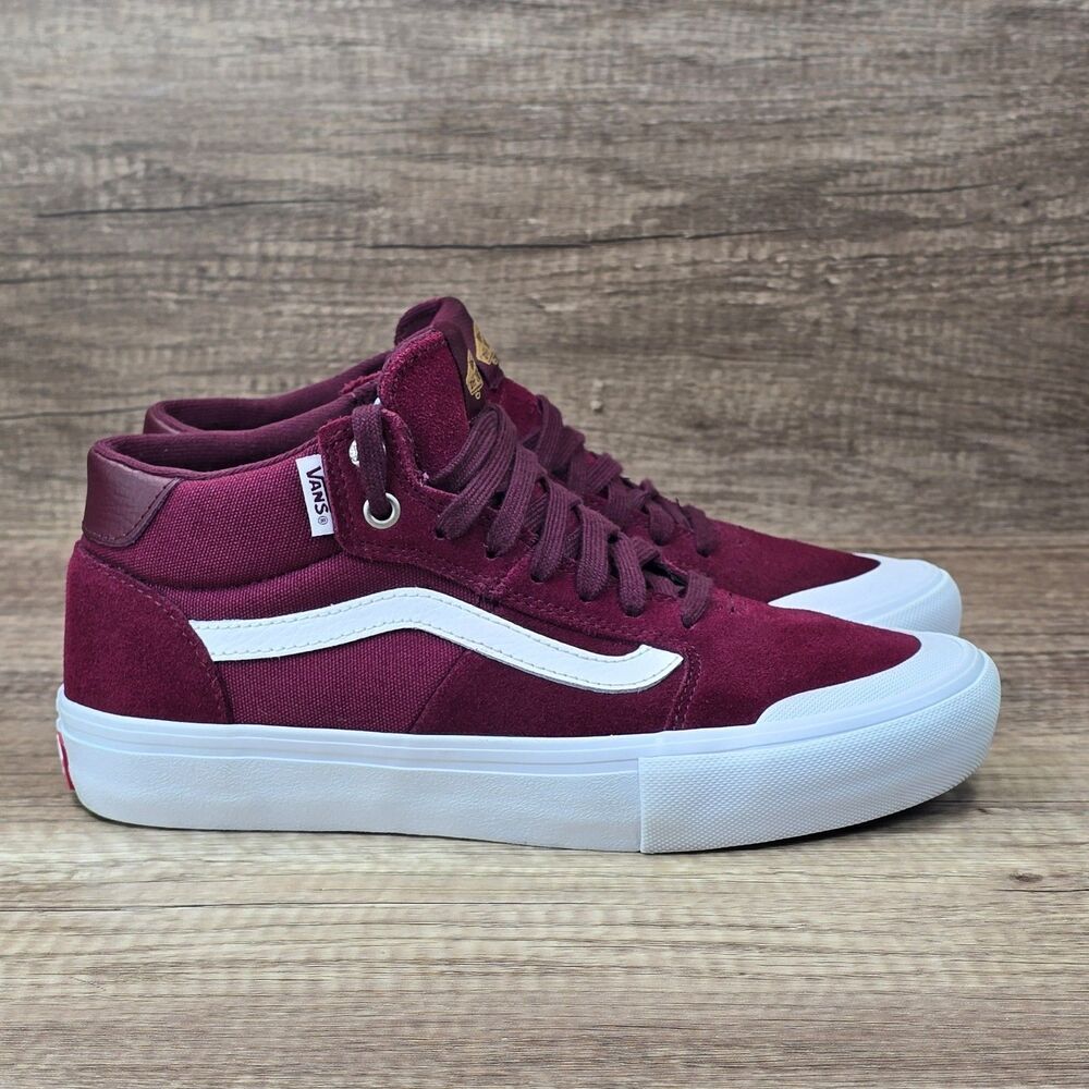 Vans Style 112 Mid Pro Men's Sz 7 Women's Sz 8.5 Burgundy Red Sneakers (721454)